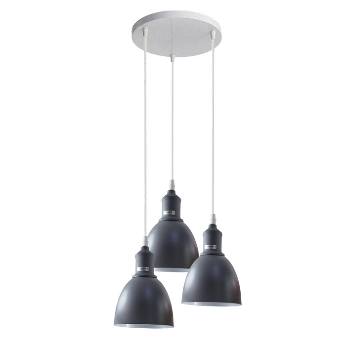 Industrial Modern Retro 3-way cluster Grey Ceiling Pendant Light with E27 Base