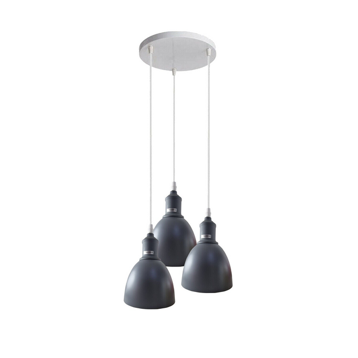 Industrial Modern Retro 3-way cluster Grey Ceiling Pendant Light with E27 Base