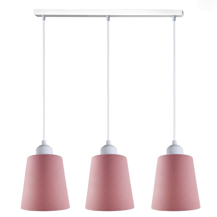 Industrial Modern Retro 3 Way Rectangle Bell shape Pink Pendant Light E27 UK holder