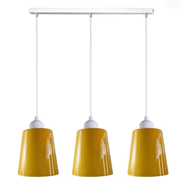 Industrial Modern Retro 3 Way Rectangle Bell shape Yellow Pendant Light E27 UK holder
