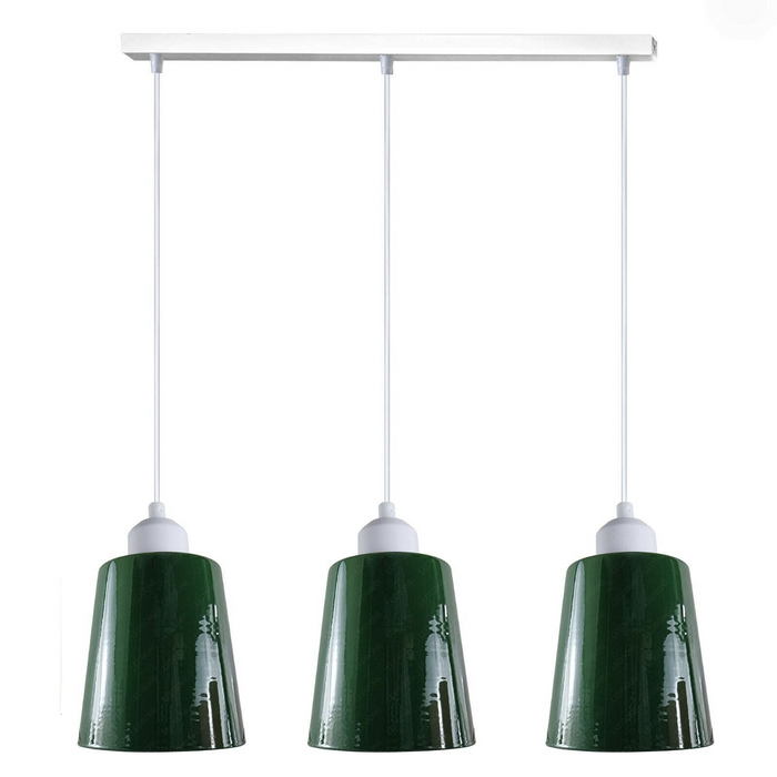 Industrial Modern Retro 3 Way Rectangle Bell shape Green Pendant Light E27 UK holder