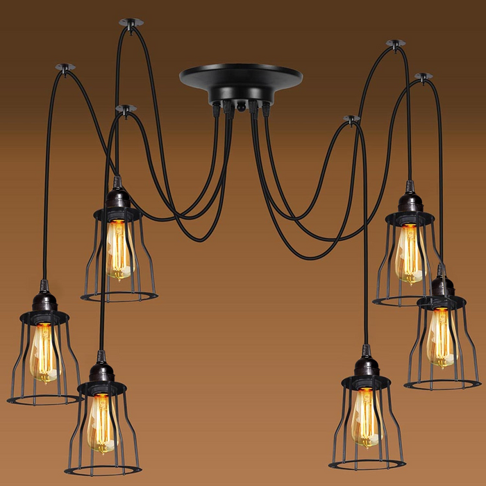 Retro Vintage Chandelier Ceiling Spider Light Industrial Pendant Lamp E27 DIY UK