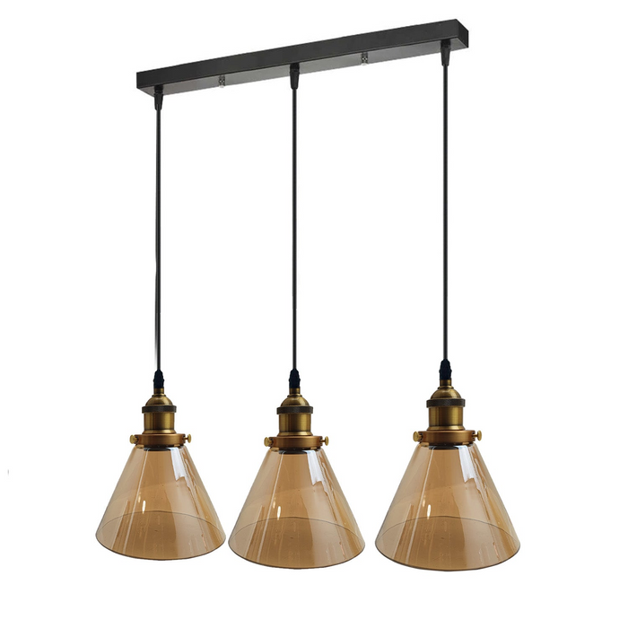 Industrial Retro Pendant Light Suspended Cluster Lights Style Glass Lamp Shade