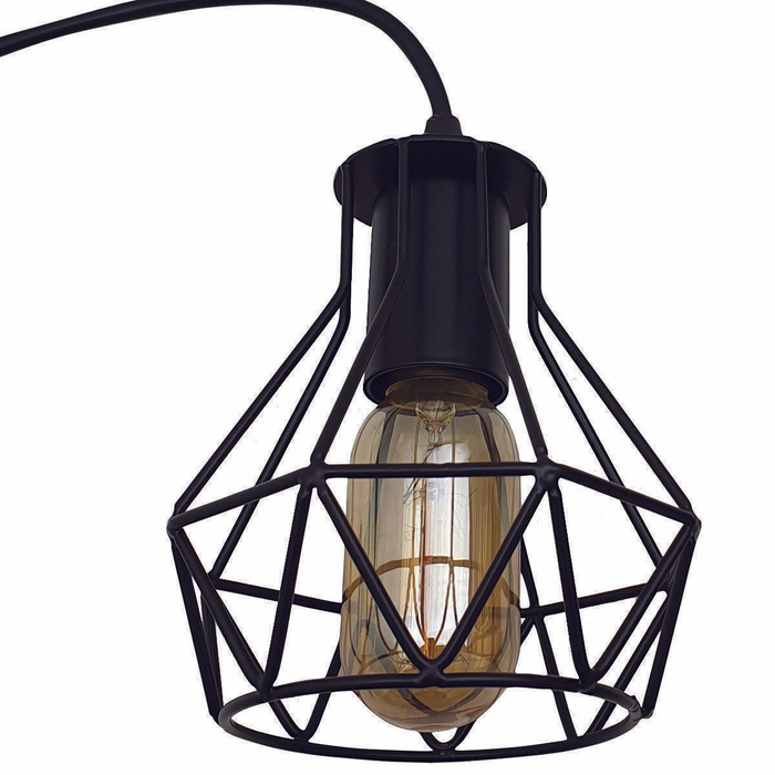 Industrial Ceiling 1 Head Pendant Light Fitting Metal Black Cage