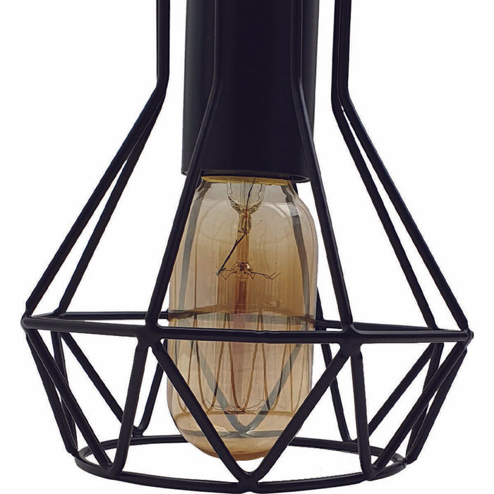 Industrial Ceiling 1 Head Pendant Light Fitting Metal Black Cage