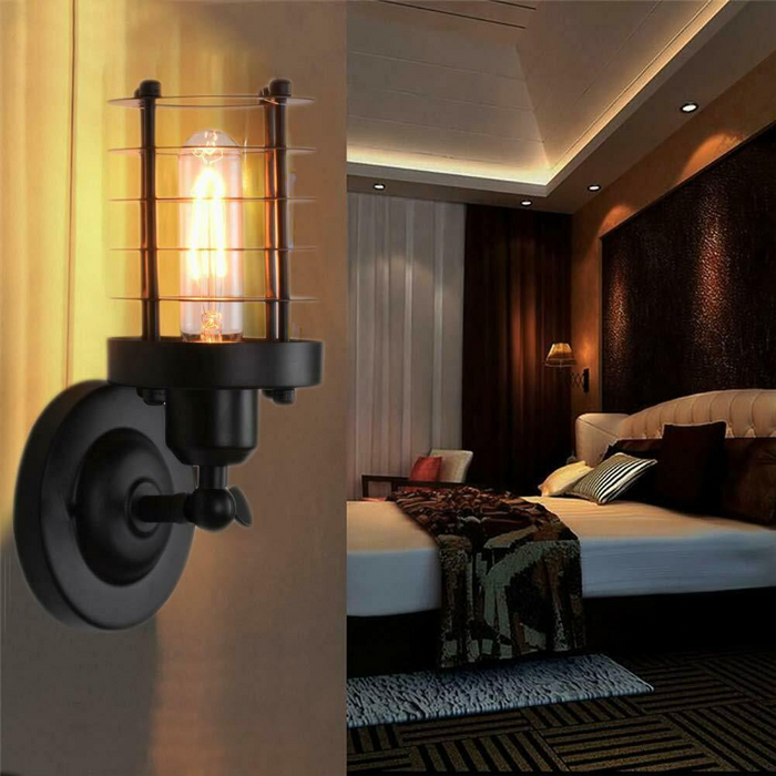 Industrial Modern Metal Cage Adjustable Wall Sconce Loft Lamp Shade
