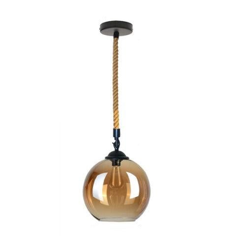 2m Hemp Rope Pendant Glass Lamp Shade Industrial