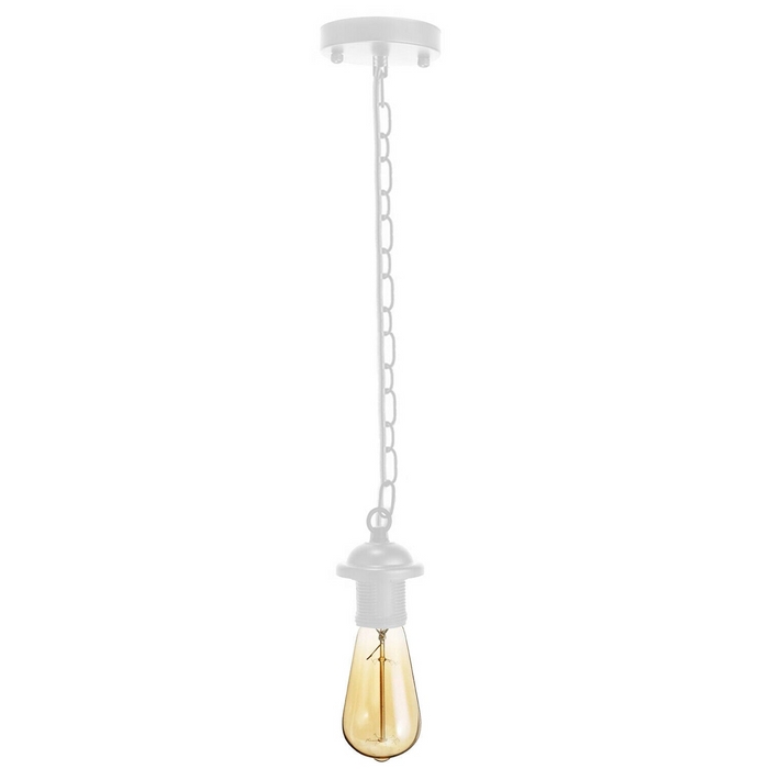 White Metal Ceiing E27 Lamp Holder Pendant Light With Chain