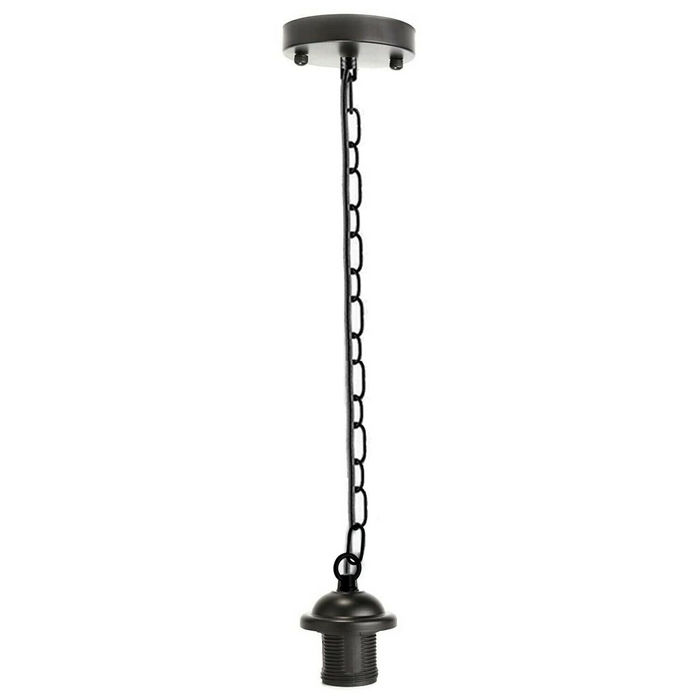 Black Metal Ceiling E27 Lamp Holder Pendant Light With Chain