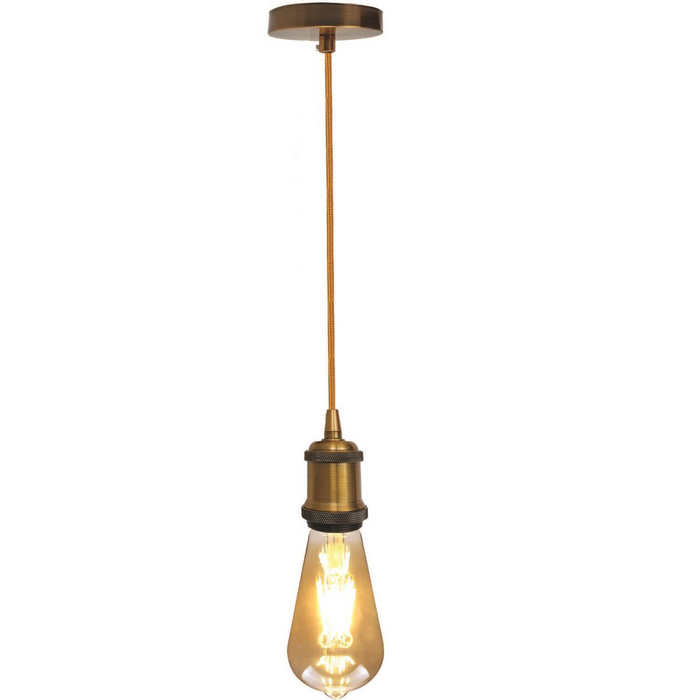 Vintage 1M Yellow Brass Ceiling hanging lamp E27 Base Pendant Light Fitting
