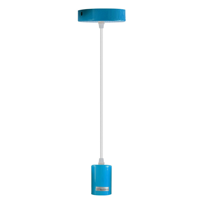 Blue E27 Ceiling Light Fitting Industrial Pendant Lamp Bulb Holder