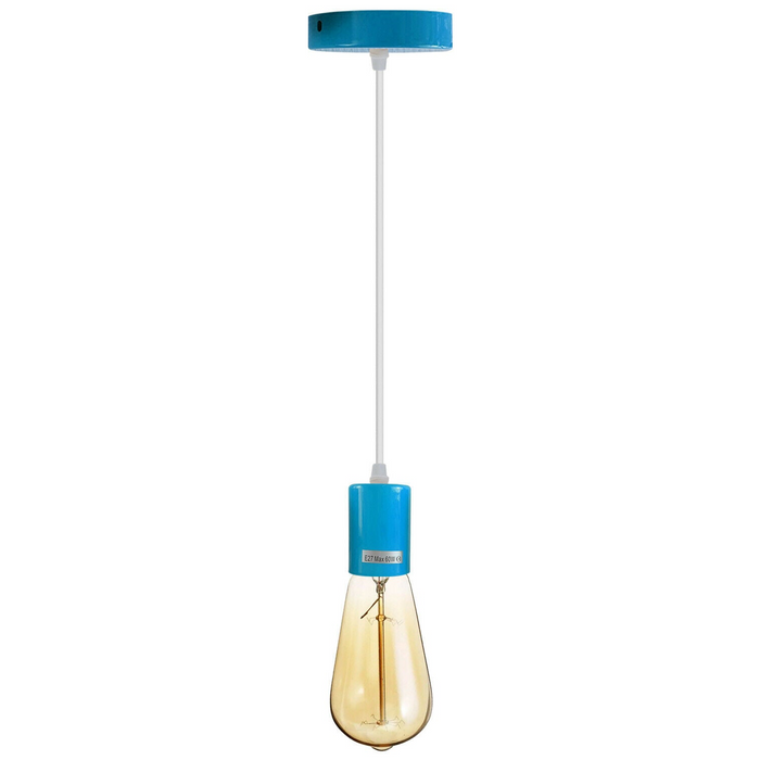 Blue E27 Ceiling Light Fitting Industrial Pendant Lamp Bulb Holder