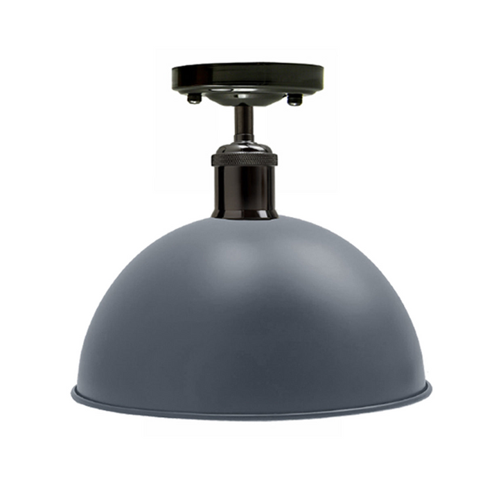 Vintage Industrial Loft Style Metal Ceiling Light Modern Grey Dome Pendant Lampshade