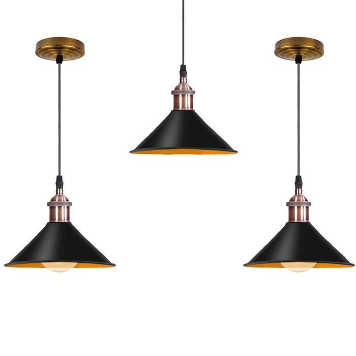 Modern Vintage Black Pendant Lamp Vintage Industrial Metal Cone Ceiling Light Shade
