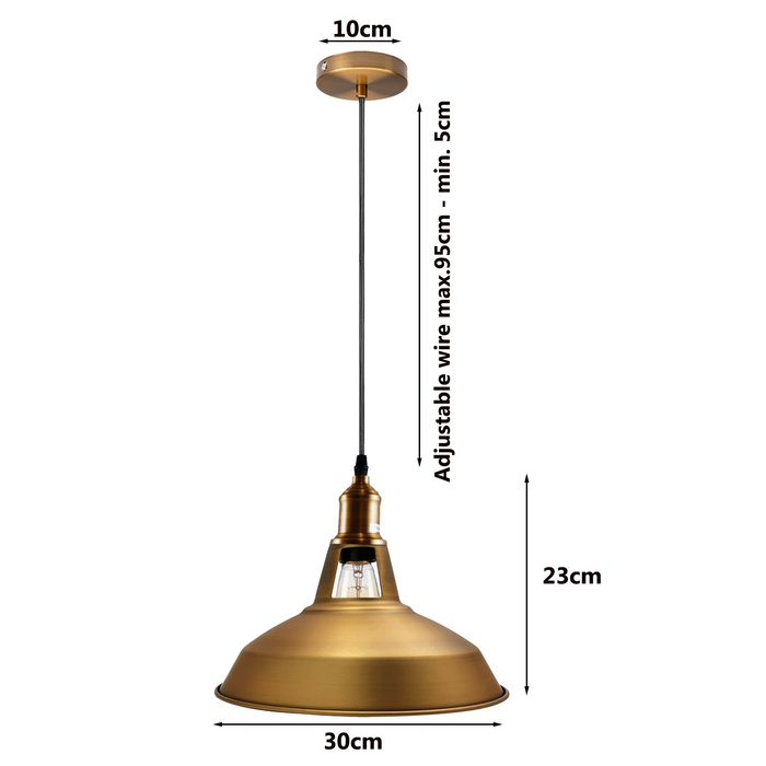 2 x Yellow Brass Metal Ceiling Lamp Shade Pendant Light