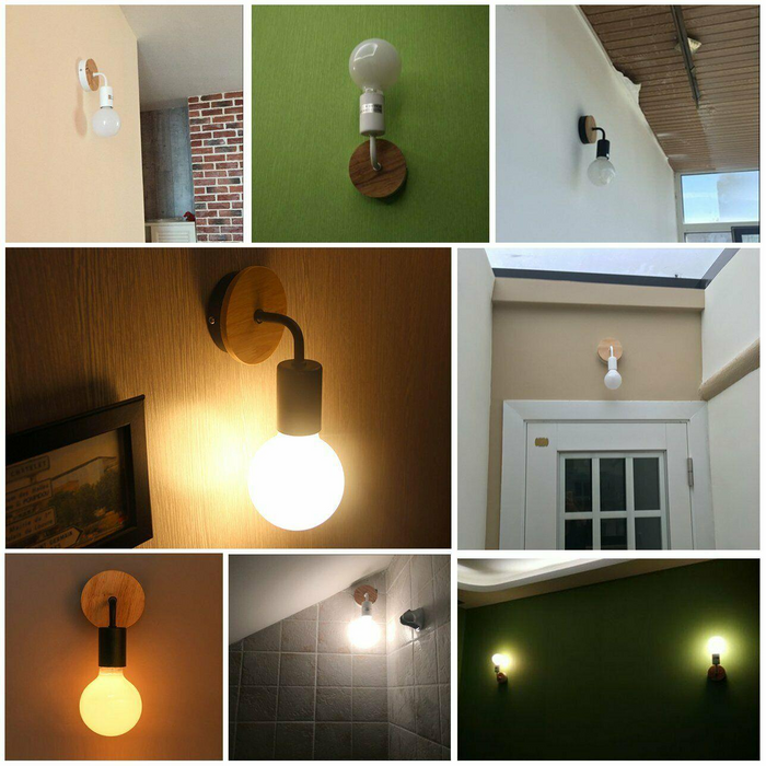 Retro Vintage Industrial Wood Wall Sconce Light Loft Rustic Lamp Light Fixture