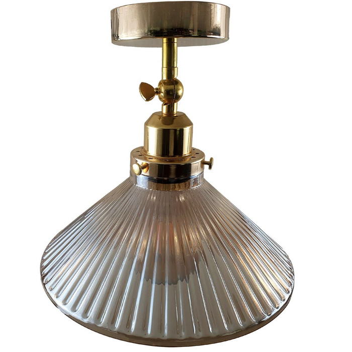 Vintage Modern Ceiling Pendant Light Flush Mount  Amber Glass Shade