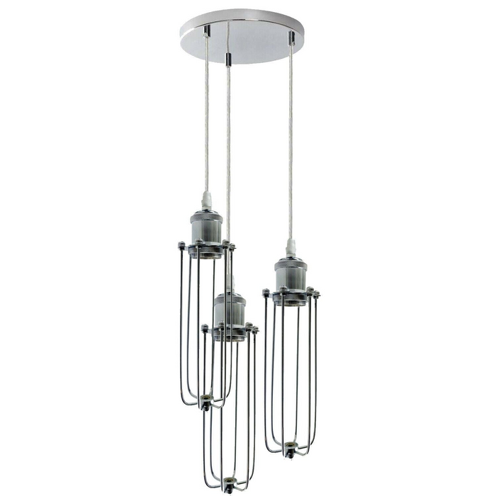 3 Way Cluster Hanging Ceiling Pendant Light E27 Chrome Light Fitting Lamp Kit
