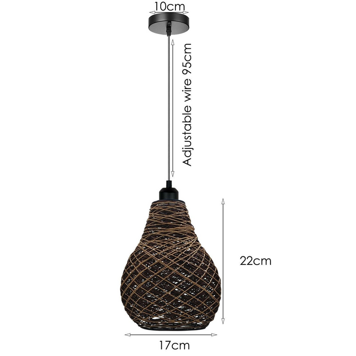 Rattan Wicker Ceiling Pendant Light Shade Hanging Light Antique décor Lampshade