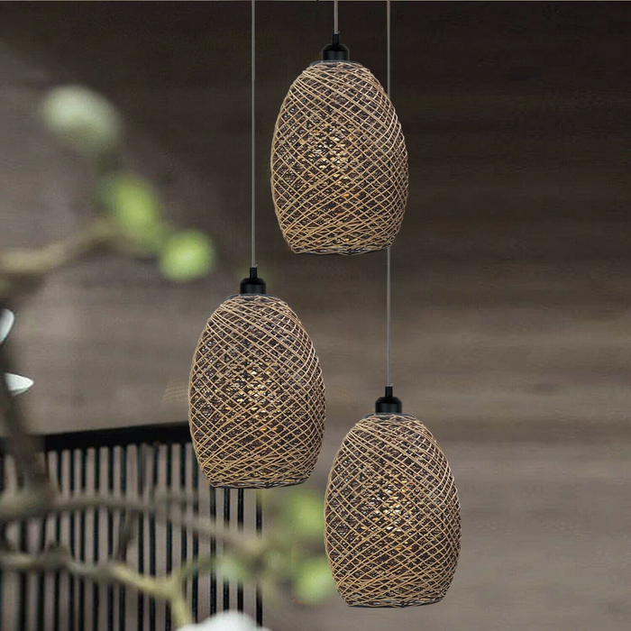 Rattan Wicker Ceiling Pendant Light Shade Hanging Light Antique décor Lampshade