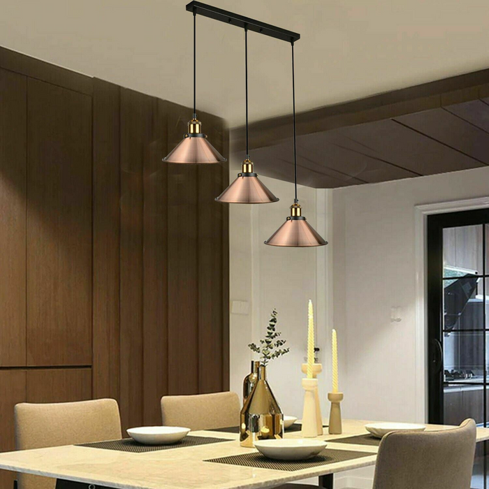 Ceiling Pendant Light Modern Style 3 Cluster Metal Lampshade Colour Light Shades