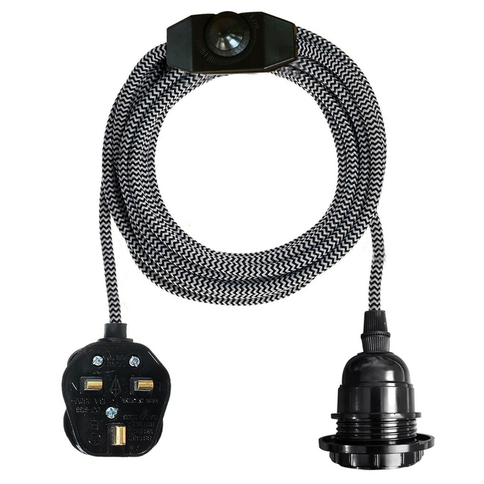 E27 2M Fabric Cable UK Plug in Pendant Lamp Light Set Fitting Vintage Bulb Holder Socket