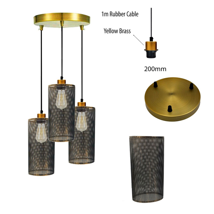 Ceiling Rose 3 Way Hanging Pendant Lamp Shade Light Fitting Lighting Kit UK