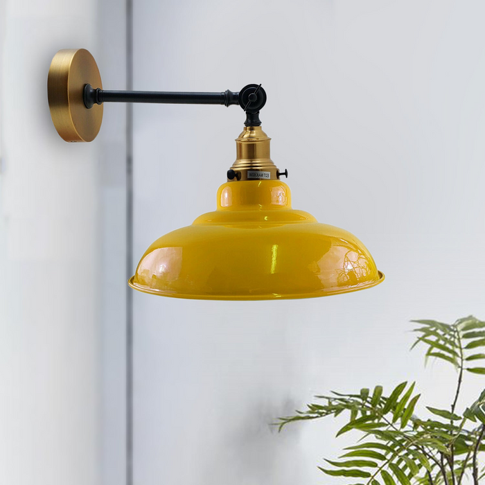 Yellow Shade With Adjustable Curvy Swing Arm Wall Light Fixture Loft Style Industrial Wall Sconce