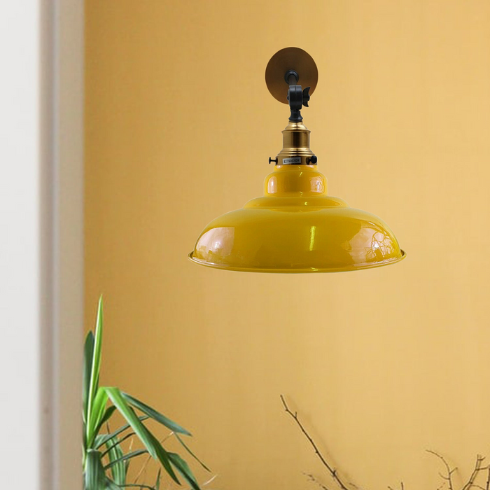 Yellow Shade With Adjustable Curvy Swing Arm Wall Light Fixture Loft Style Industrial Wall Sconce