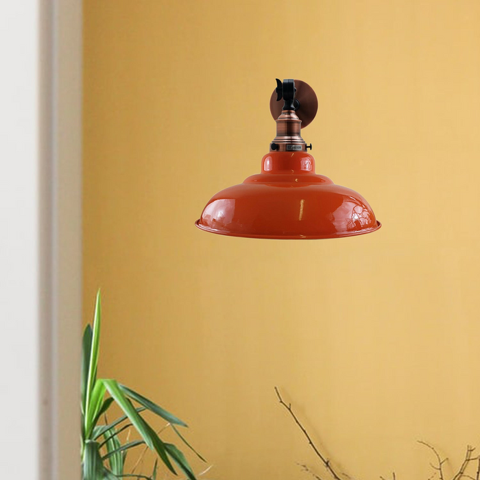 Orange Shade With Adjustable Curvy Swing Arm Wall Light Fixture Loft Style Industrial Wall Sconce