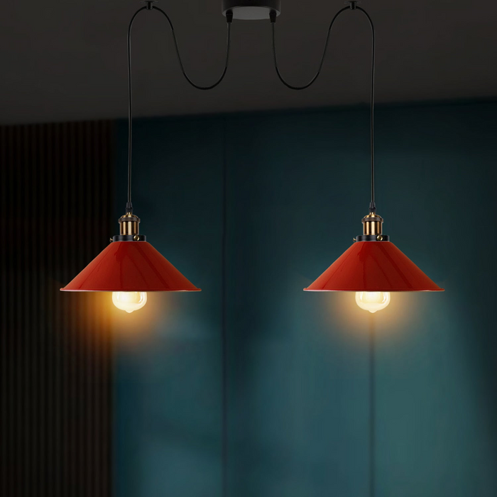 Red 2 Way Retro Industrial Ceiling E27 Hanging Lamp Pendant Light