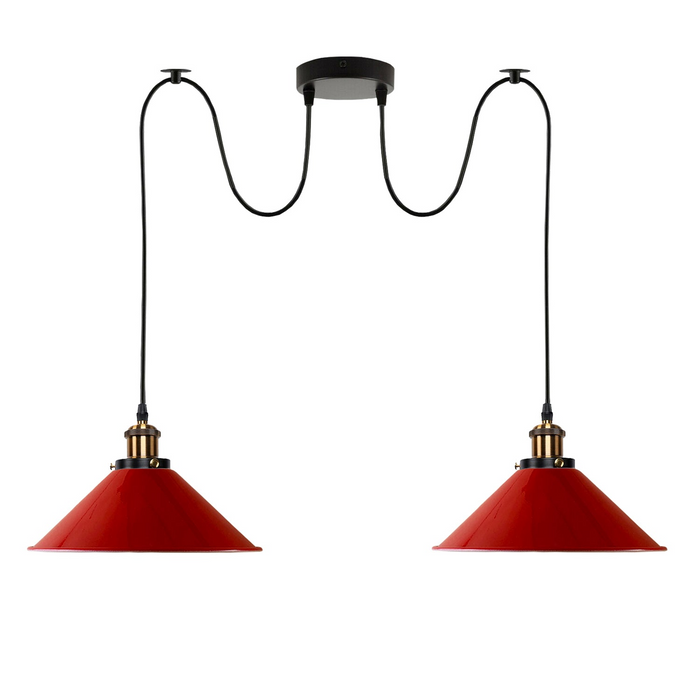 Red 2 Way Retro Industrial Ceiling E27 Hanging Lamp Pendant Light