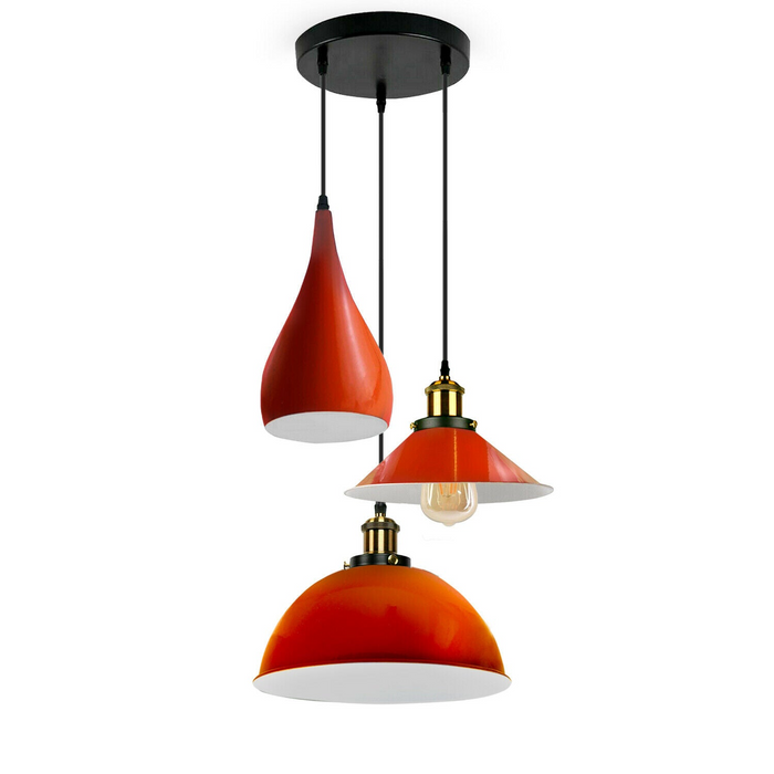Orange Modern 3 Head Metal Hanging Light Shade Ceiling Pendant Light