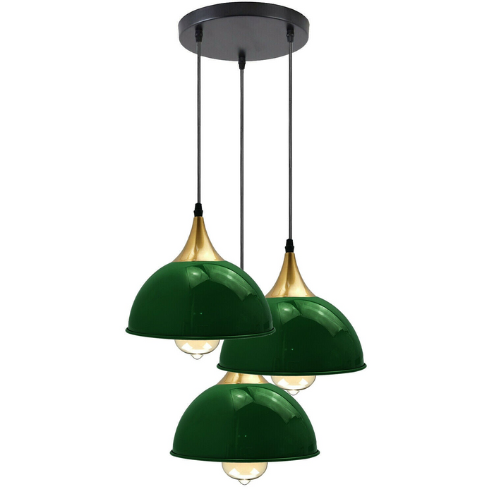 Green 3 Way Vintage Industrial Metal Lampshade Modern Hanging Retro Ceiling Pendant Lights