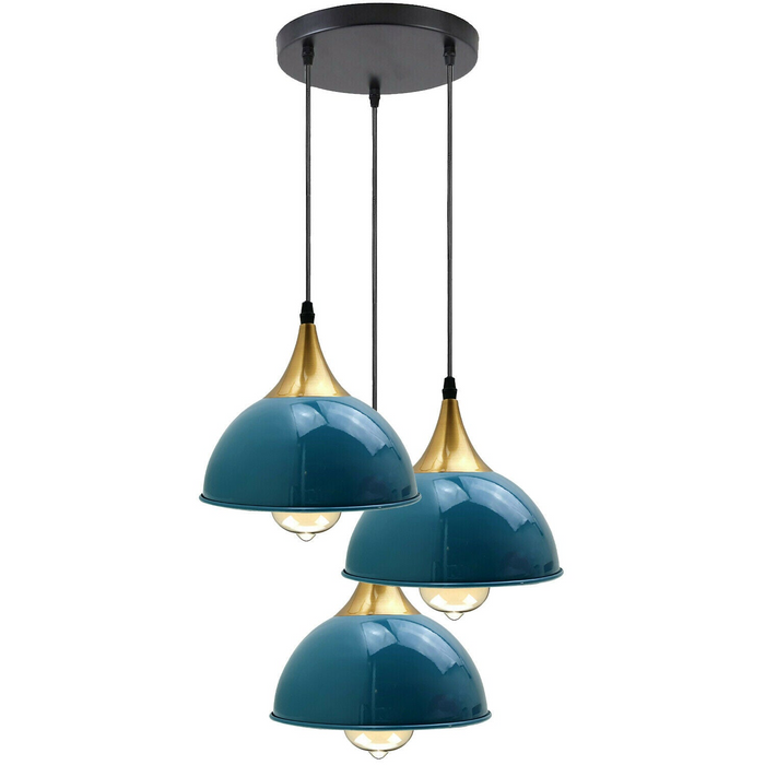 Navy Blue 3 Way Vintage Industrial Metal Lampshade Modern Hanging Retro Ceiling Pendant Lights