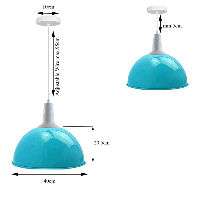 4 Pack Lampshade Vintage Industrial Metal Blue Ceiling Pendant Lights Shade