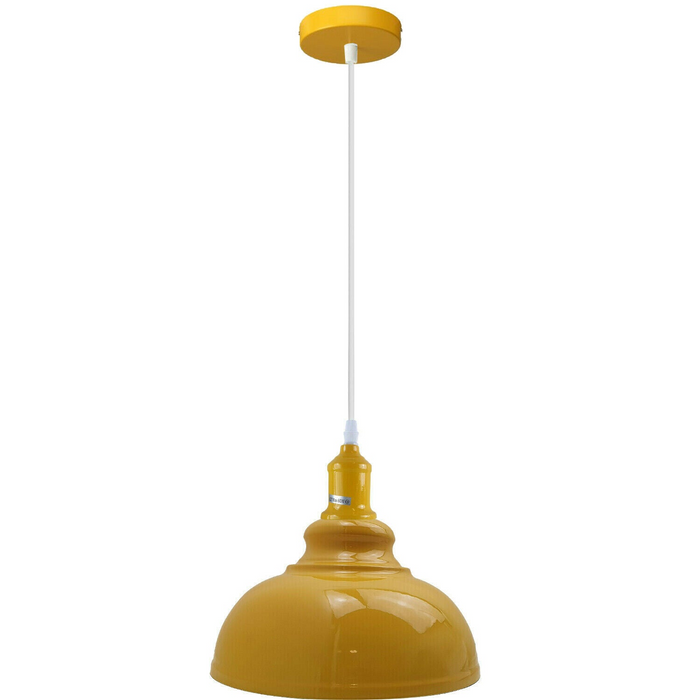 Modern Italian Yellow Chandelier Vintage Pendant Light Shade Industrial Ceiling Lighting E27 Base-Curvy Dome