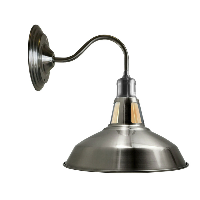 Vintage Retro Industrial Satin Nickel Wall Light Shade Modern Style High Polished Wall Sconce