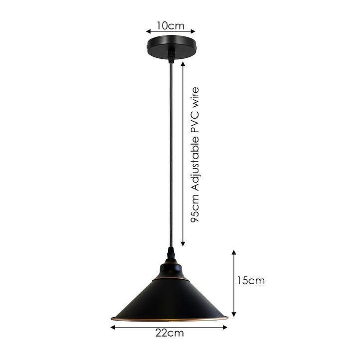 Industrial Vintage Ratio single head Round Black cone Ceiling Pendent lights E27 Holder Chandelier