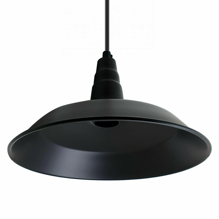 Industrial Vintage New Pendant Ceiling Light 36cm Bowl Shade Black E27Uk Holder