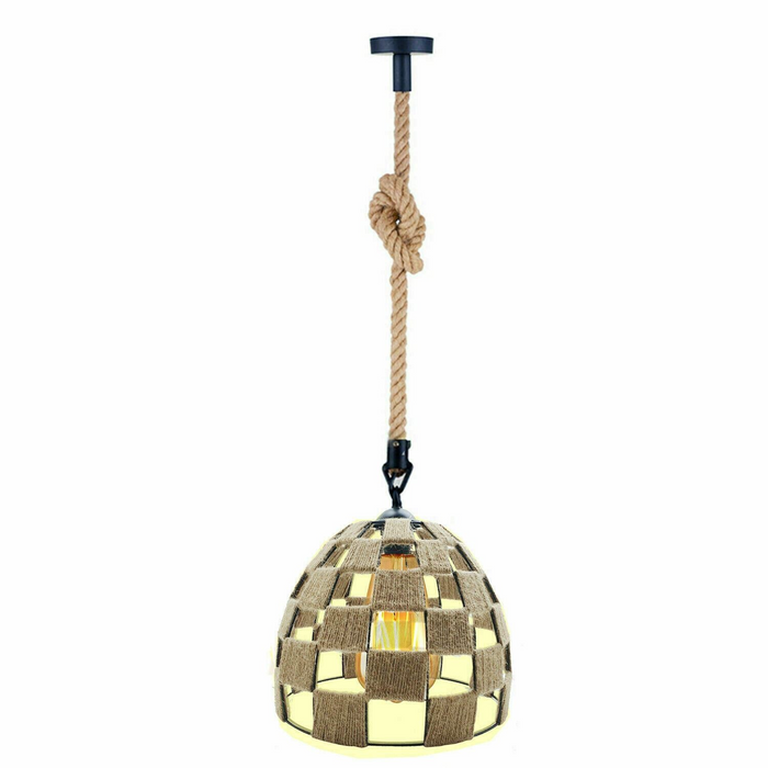 Vintage hanglamp | Boogschutter | Rotan schaduw | Henneptouw | 1 manier