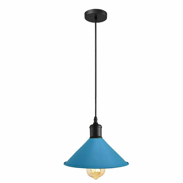 Vintage Pendant Light | Xio | Metal Cone | 1 Way | Blue Cone