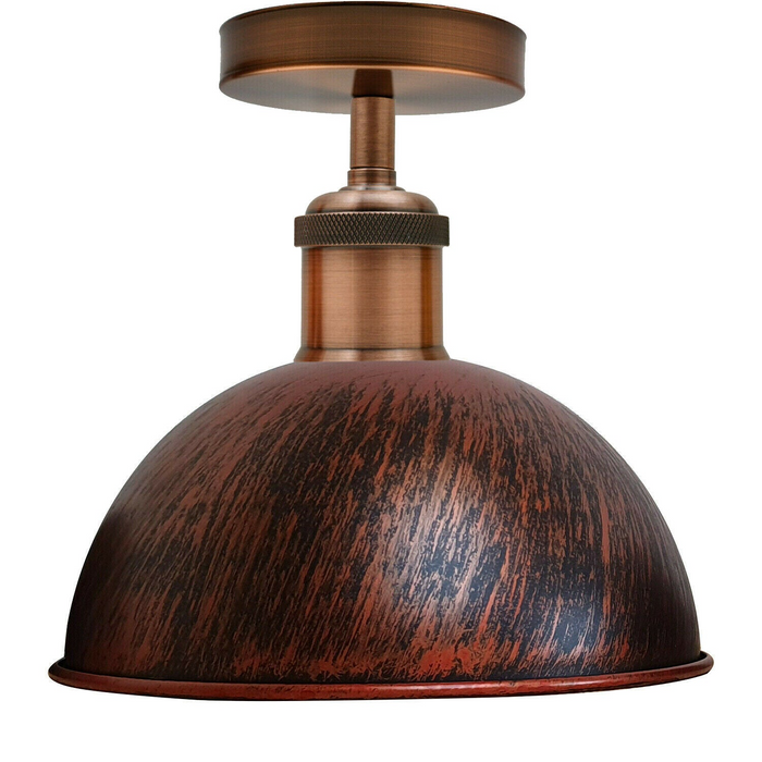 Modern Ceiling Light | Chad | Metal Dome | Rustic Red