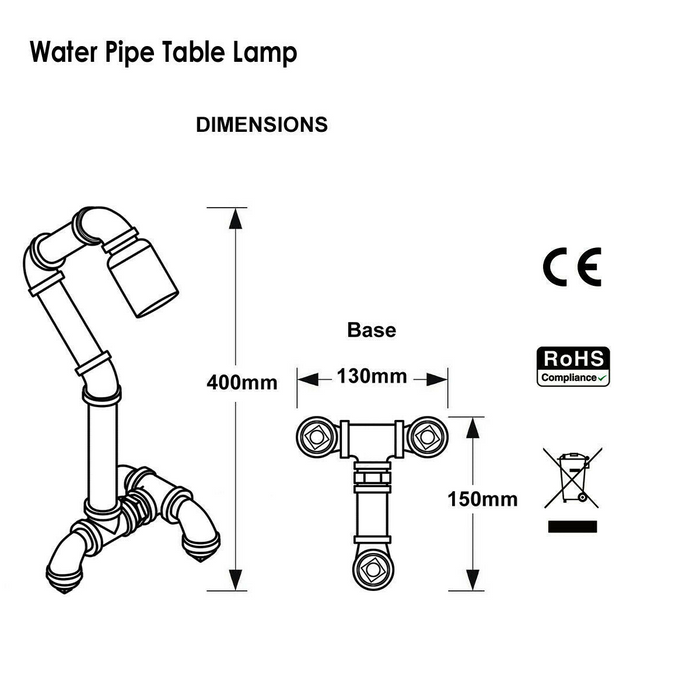 Table Lamp Industrial | Diana | Pipe Lighting | Black