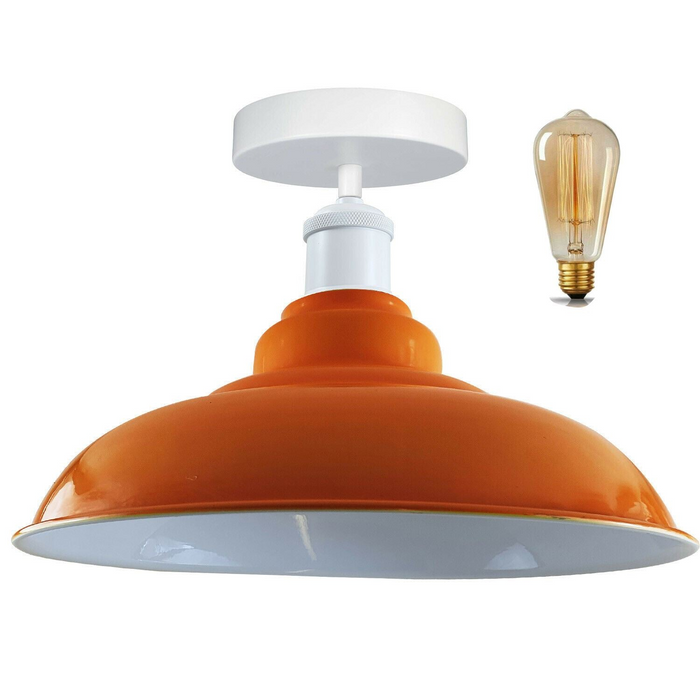 Industrial Flush Ceiling Light | Claire | Metal Shade | Various Colours