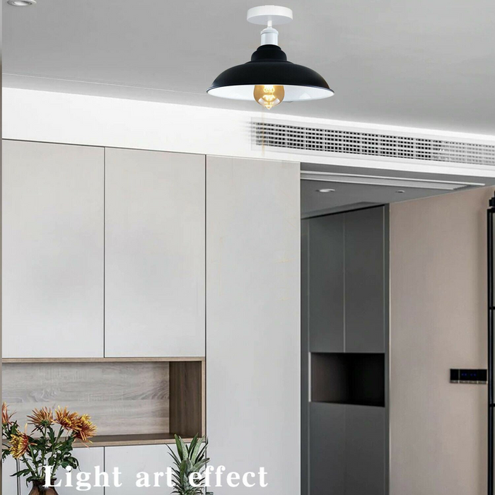 Industrial Flush Ceiling Light | Claire | Metal Shade | Various Colours