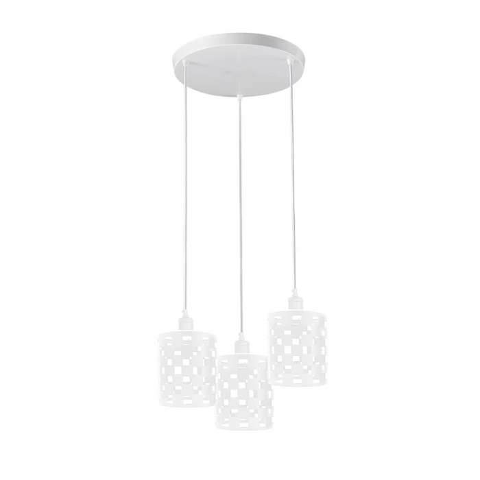 Vintage Cluster Pendant Light | Ramona | Metal Shade | White | 3 Way