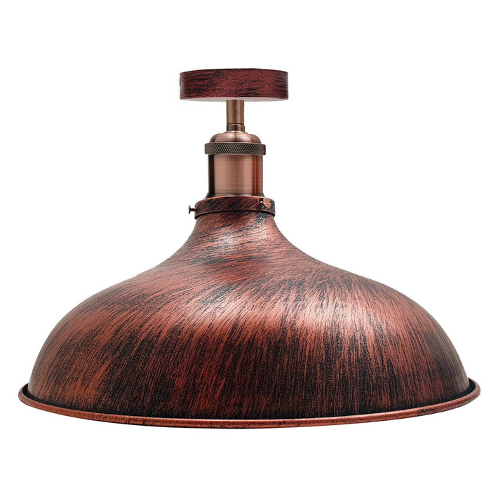 Modern Ceiling Light | Clarky | Metal Dome | Rustic Red