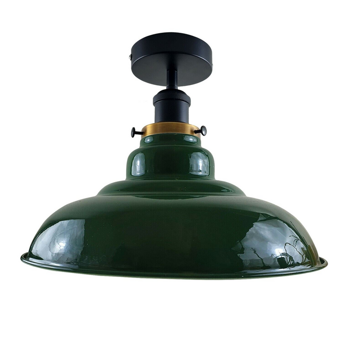 Industrial Flush Ceiling Light | Olle | Metal Shade | Various Colours