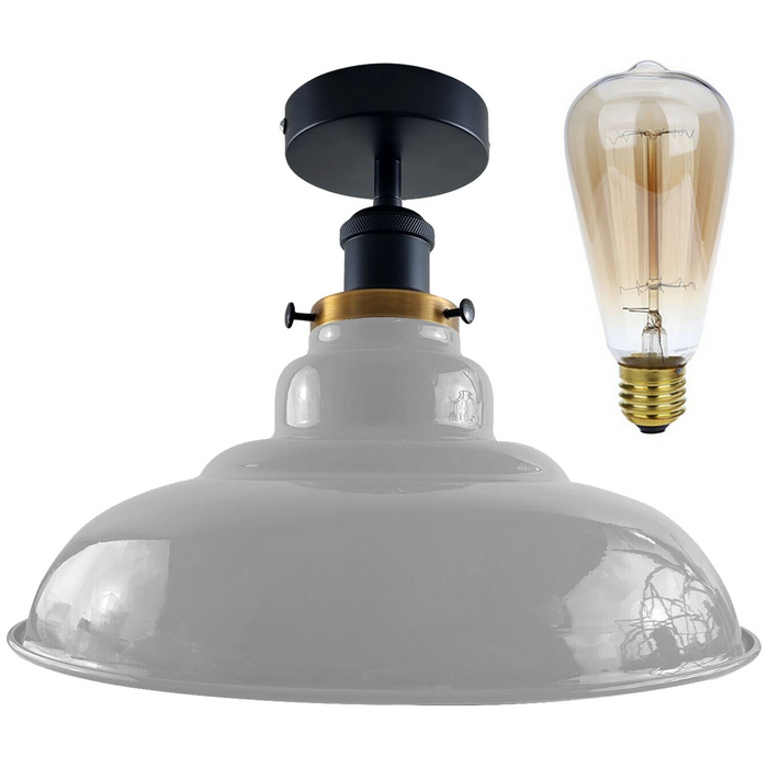 Industrial Flush Ceiling Light | Olle | Metal Shade | Various Colours